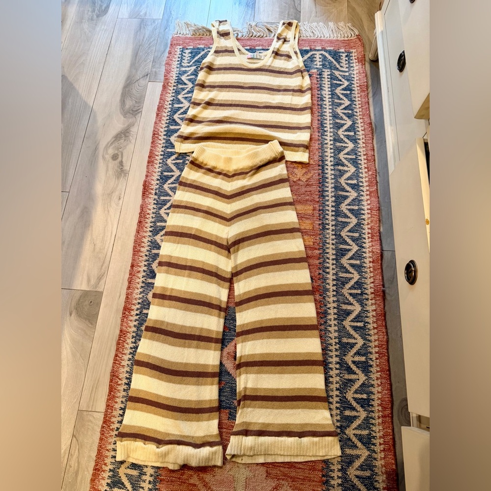Striped Knit Tank and Pants Set Free People Size Small.